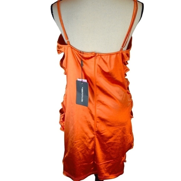 PrettyLittleThing Stretch Satin Cut Out‎ Side Seam Strappy Bodycon Dress FLAWS! - Picture 13 of 16